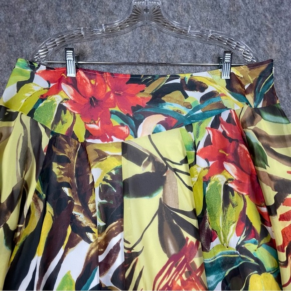 Chico's‎ Asymmetrical Midi Tropical Floral Flowy Handkerchief Hem Skirt - Sz 16 - Picture 4 of 10